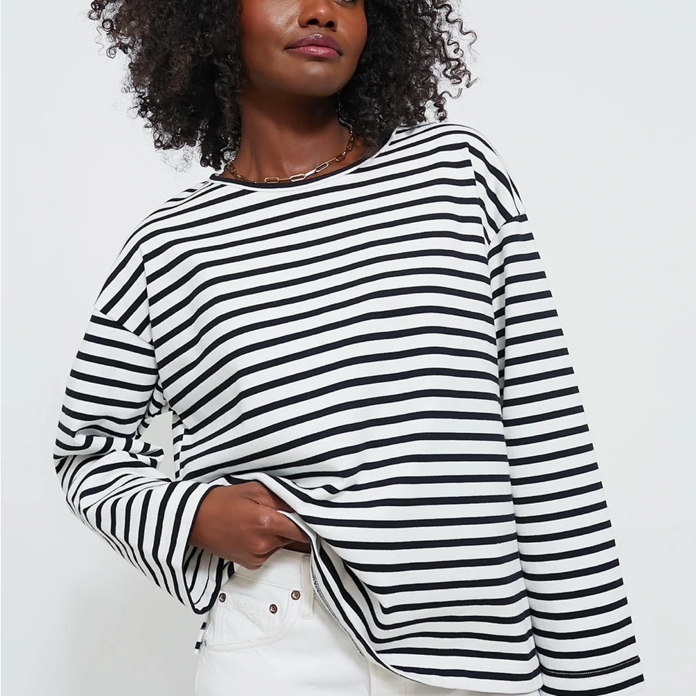 Tuckernuck Heavyweight Jersey Breton Stripe Shirt, Size XS in Black Stripe
